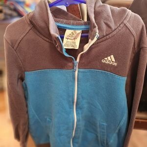 Adidas Kids Two-Tone Blue and Gray Hoodie